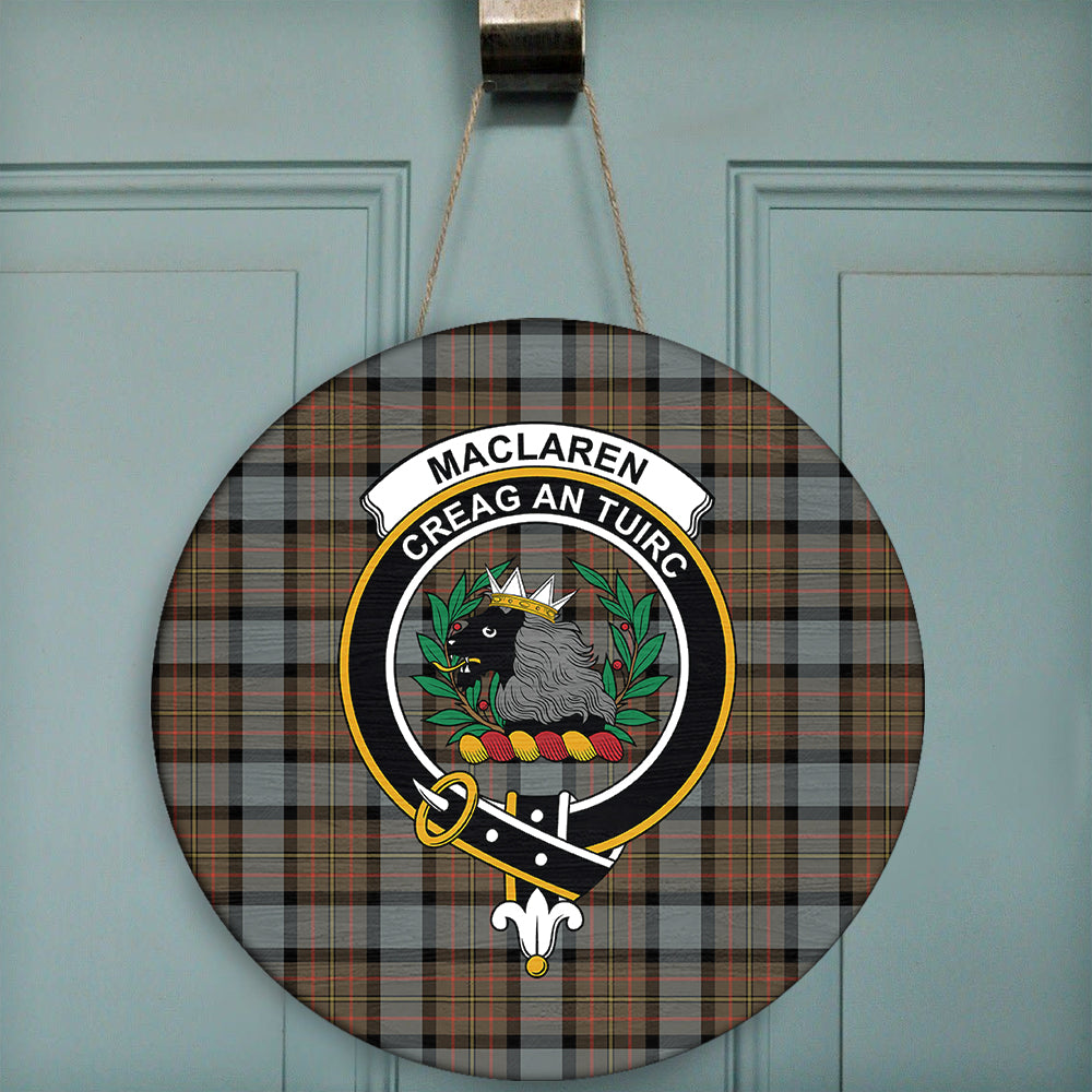 MacLaren Weathered Tartan Classic Crest Round Wooden Sign