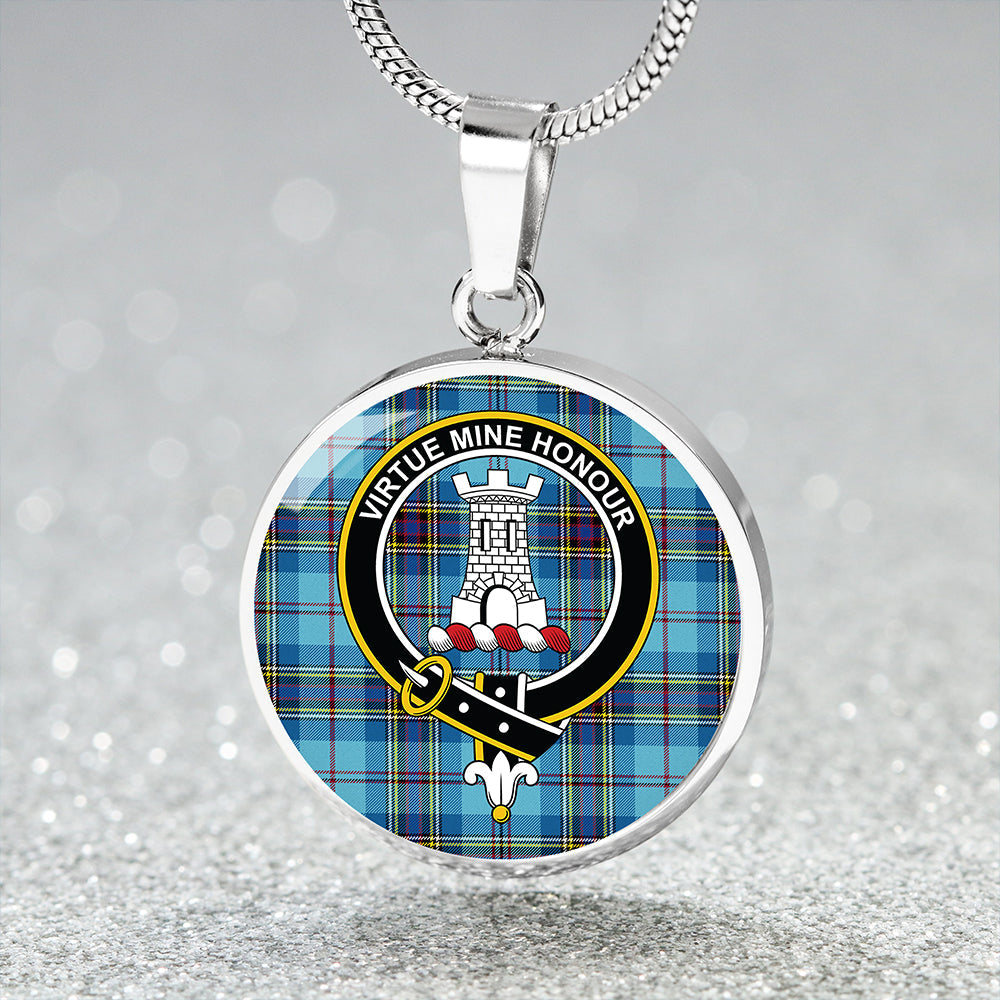 MacLean #2 Modern Clan Badge Tartan Classic Circle Necklace