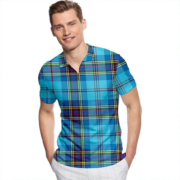 MacLean #2 Modern Tartan Classic Lapel Zip Short Sleeve Polo