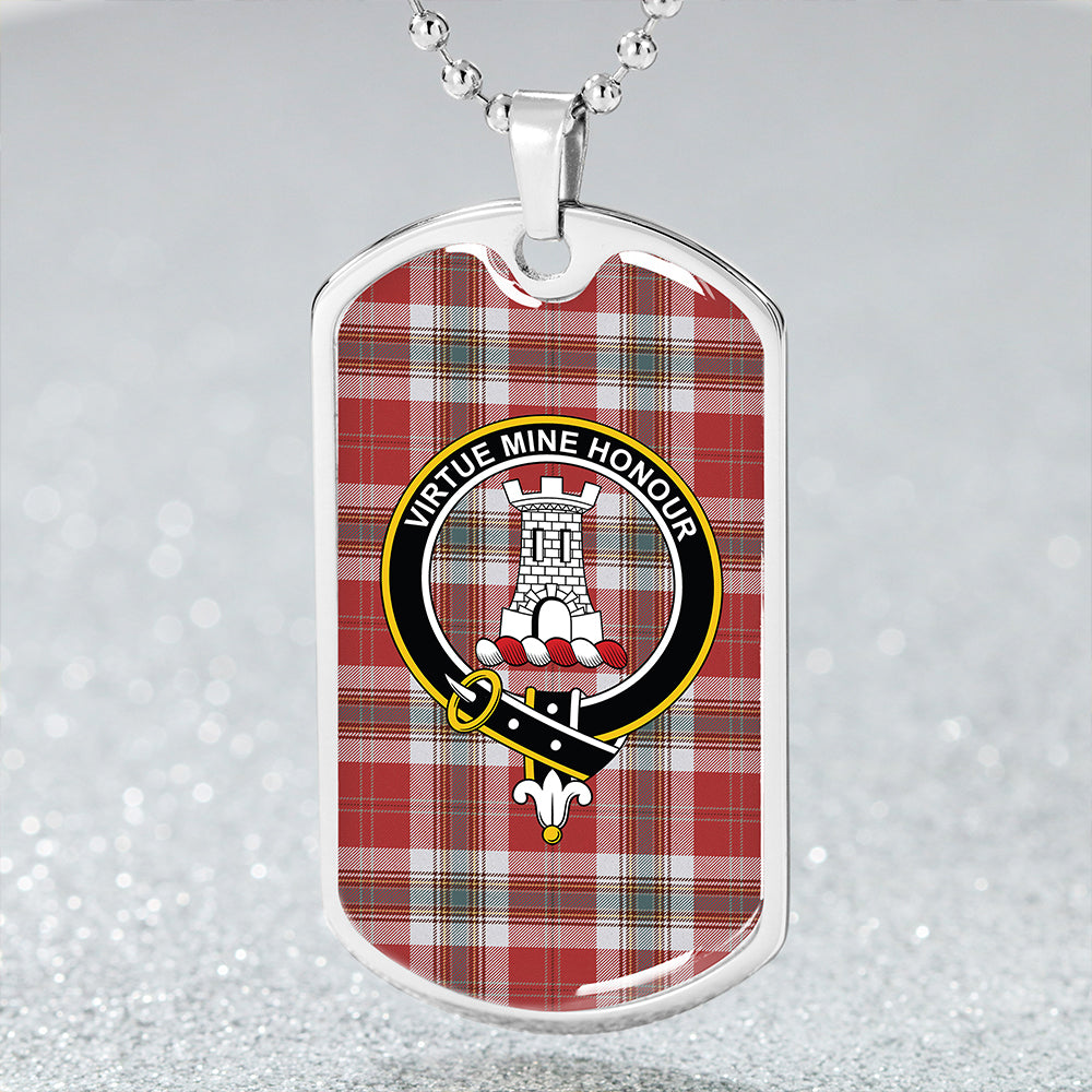 MacLean of Duart Dress Red Weathered Clan Badge Classic Tartan Dog Tag Necklace