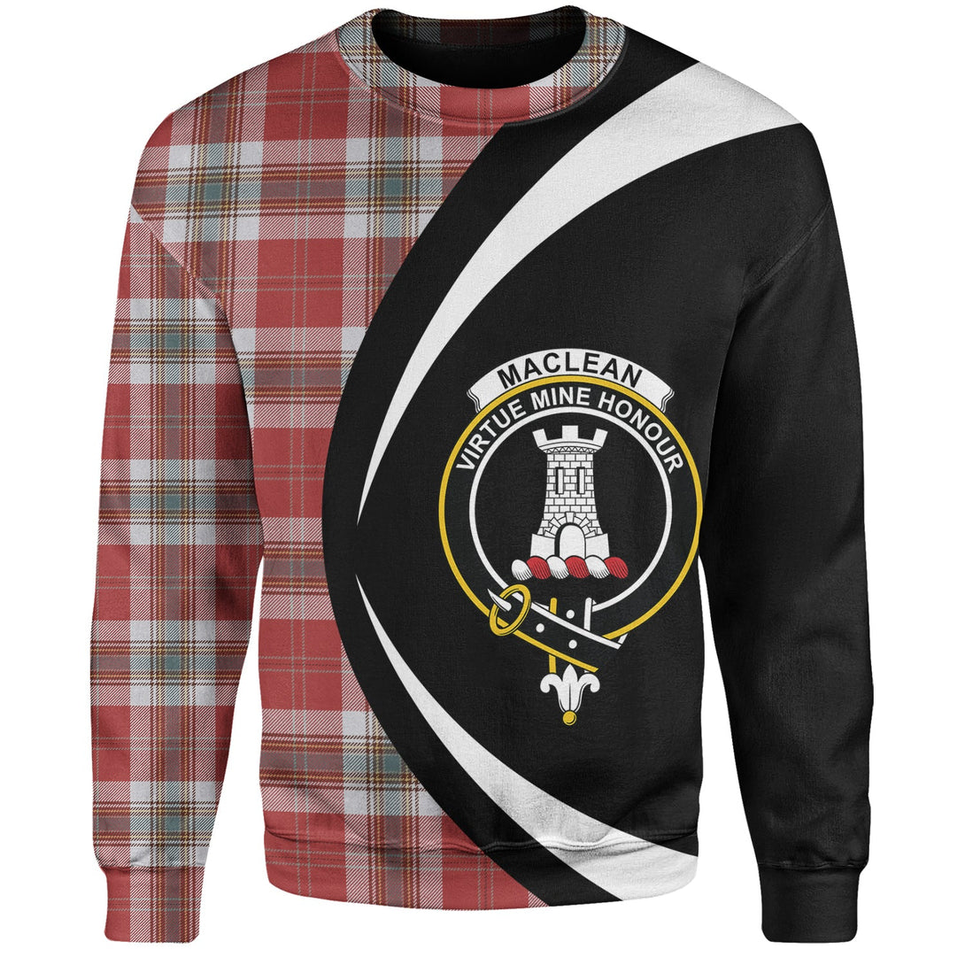 MacLean of Duart Dress Red Weathered Clan Badge Tartan Sweatshirt Circle Style Personalized