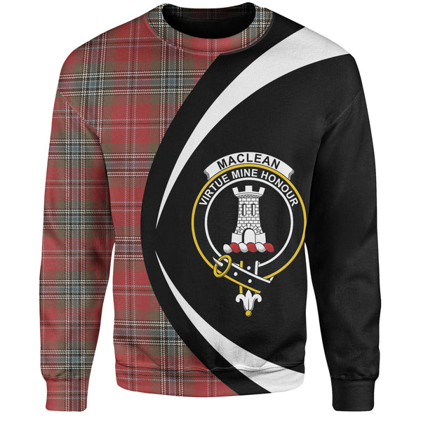 MacLean of Duart Weathered Clan Badge Tartan Sweatshirt Circle Style Personalized