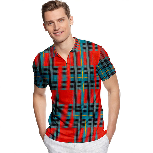 MacLeay Ancient Tartan Classic Lapel Zip Short Sleeve Polo