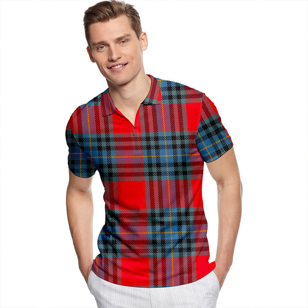 MacLeay Modern Tartan Classic Lapel Zip Short Sleeve Polo