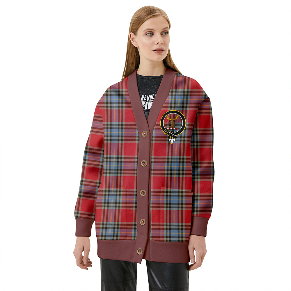 MacLeay Weathered Clan Badge Tartan V-neck Cardigan