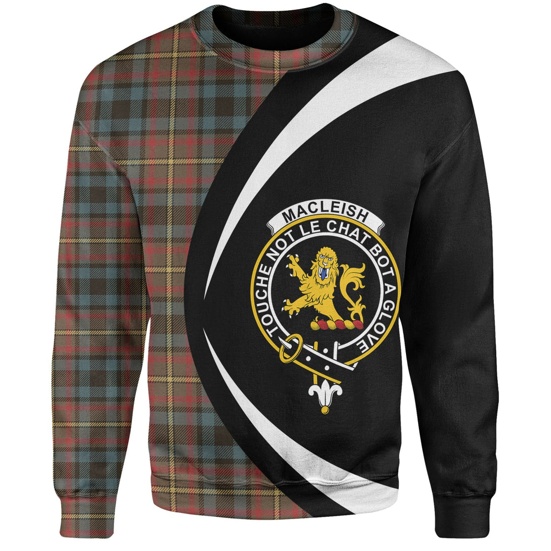 MacLeish Weathered Clan Badge Tartan Sweatshirt Circle Style Personalized