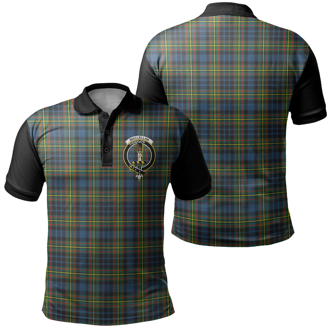 MacLellan Ancient Tartan Crest Polo Shirt Black Neck 1 Style