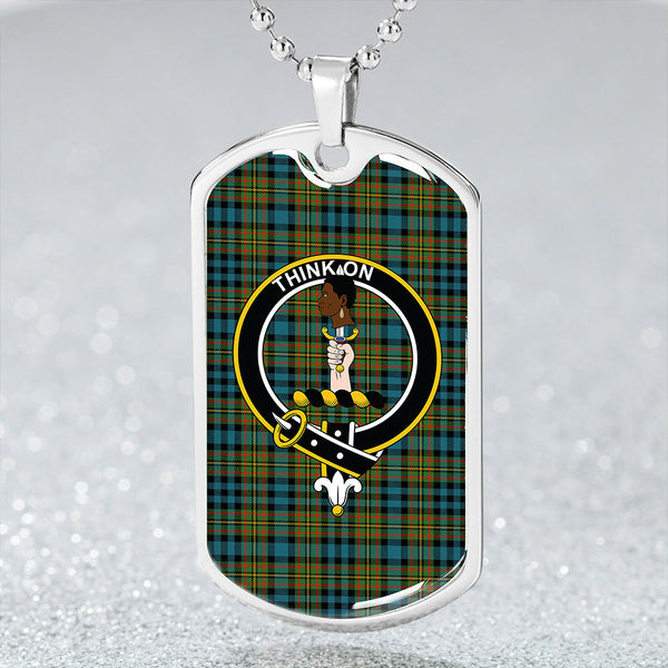 MacLellan Ancient Clan Badge Classic Tartan Dog Tag Necklace