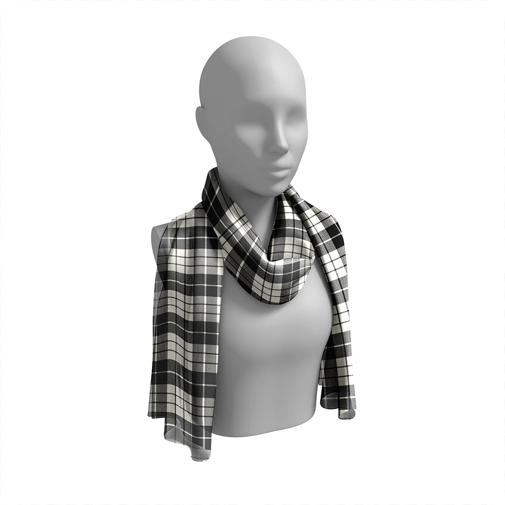 MacLeod Black & White Ancient Tartan Classic Silk Habotai Long Scarf