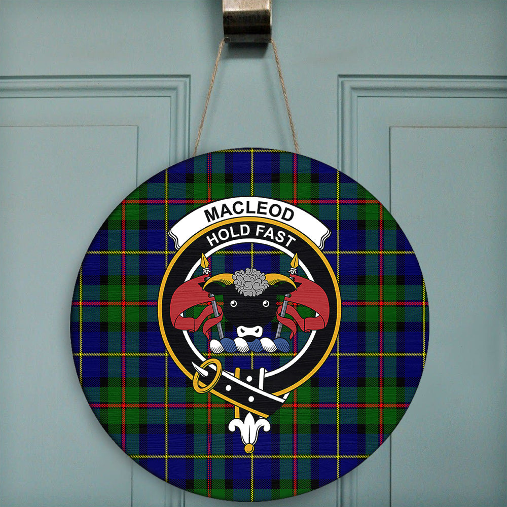 Macleod Of Harris Modern Tartan Classic Crest Round Wooden Sign Celticprime 9615