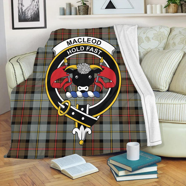 MacLeod of Harris Weathered Tartan Crest Premium Blanket