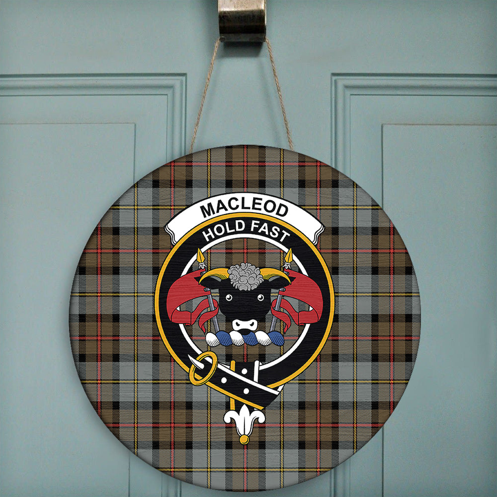 MacLeod of Harris Weathered Tartan Classic Crest Round Wooden Sign