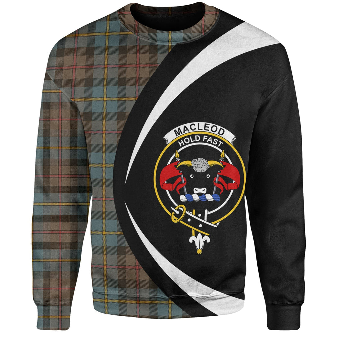 MacLeod of Skeabost Weathered Clan Badge Tartan Sweatshirt Circle Style Personalized