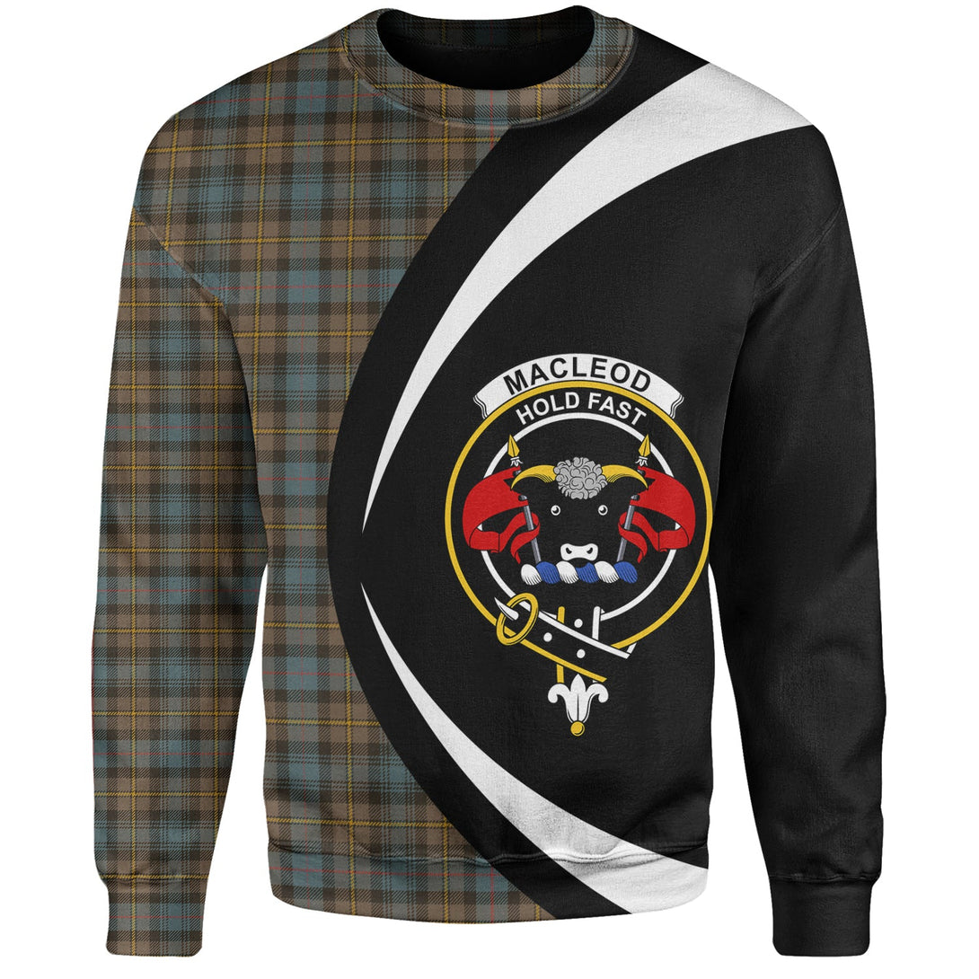 MacLeod of Skye Weathered Clan Badge Tartan Sweatshirt Circle Style Personalized