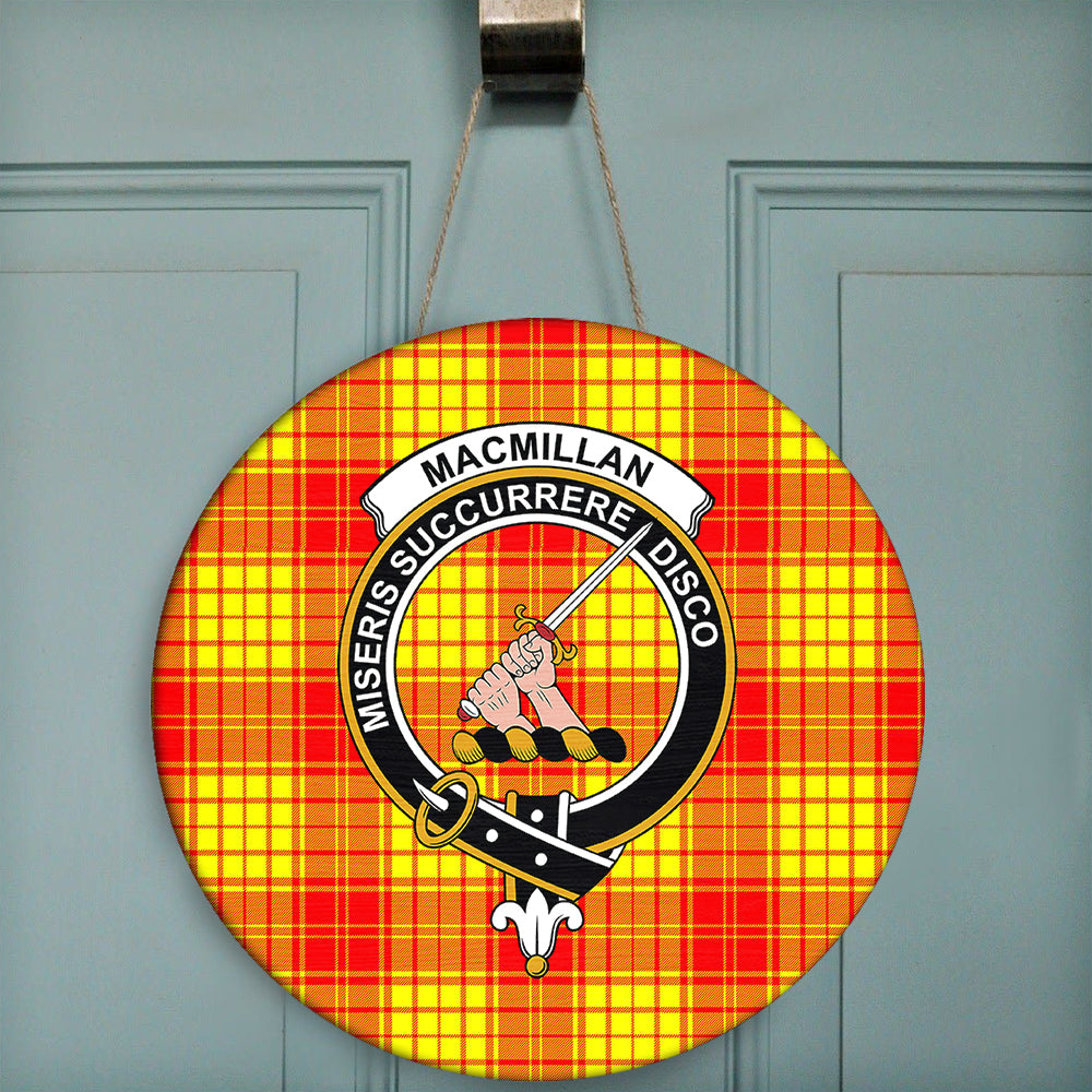 MacMillan Clan Tartan Classic Crest Round Wooden Sign