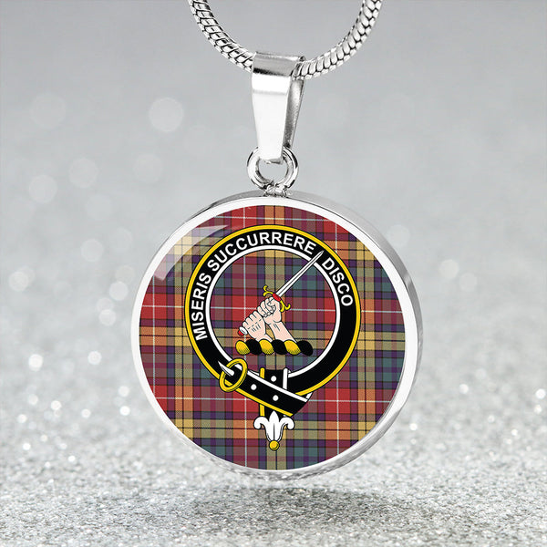 MacMillan #2 Weathered Clan Badge Tartan Classic Circle Necklace