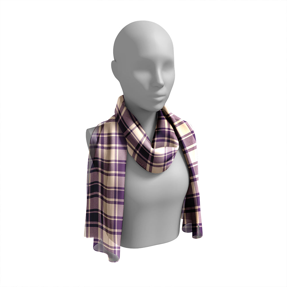 MacMugen Weathered Tartan Classic Silk Habotai Long Scarf