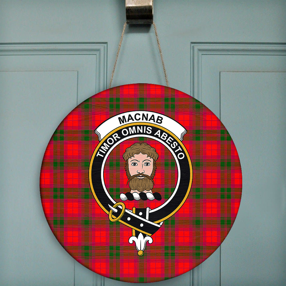 MacNab Modern Tartan Classic Crest Round Wooden Sign