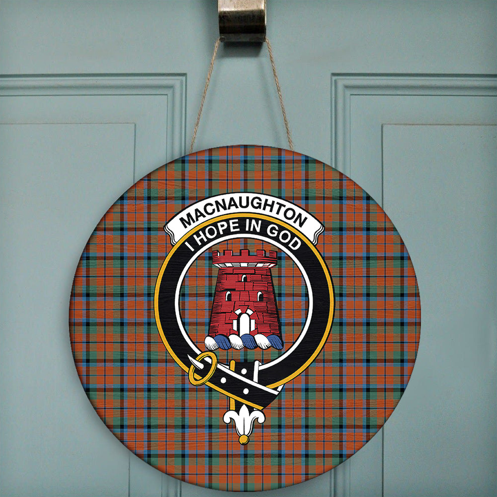 MacNaughton Ancient Tartan Classic Crest Round Wooden Sign