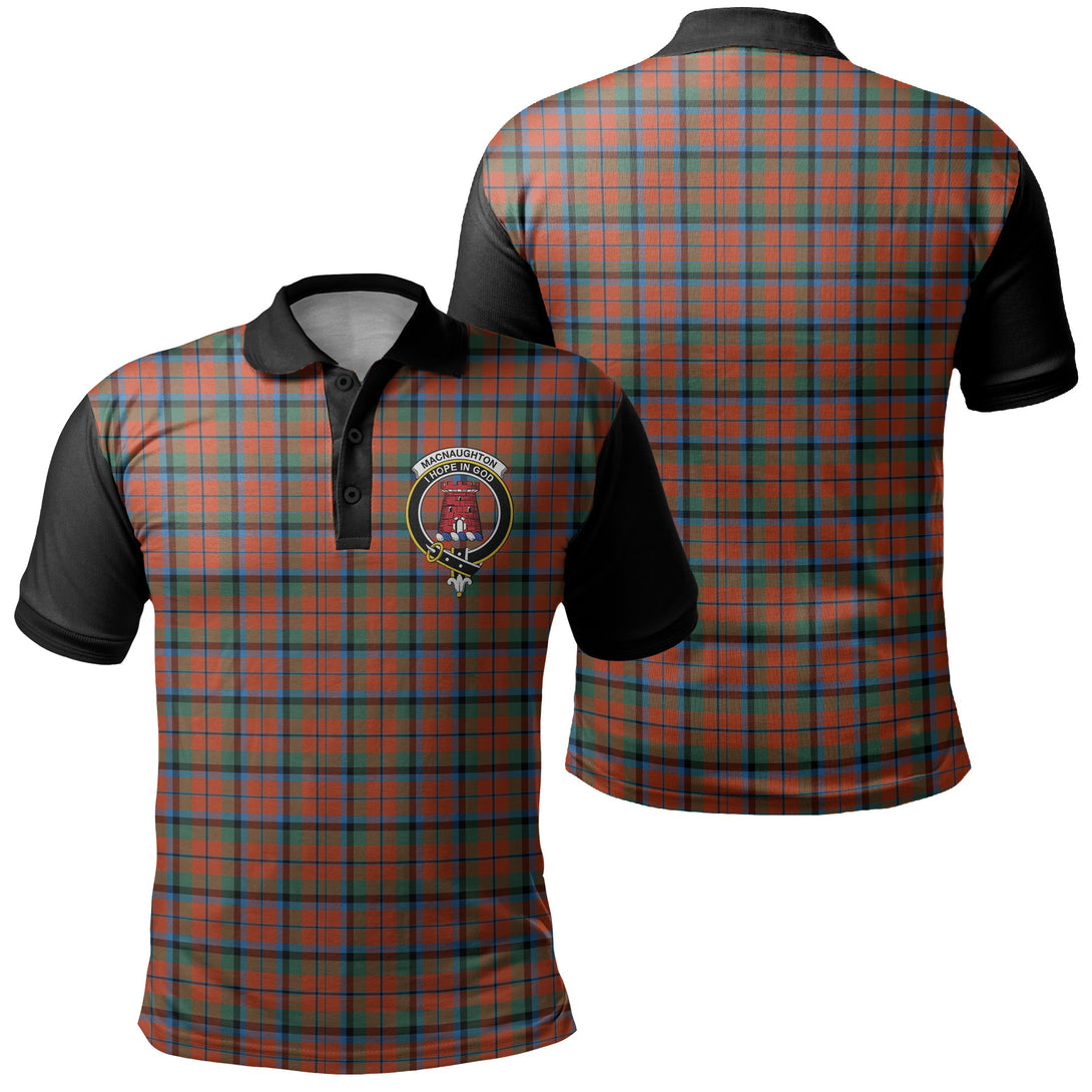 MacNaughton Ancient Tartan Crest Polo Shirt Black Neck 1 Style