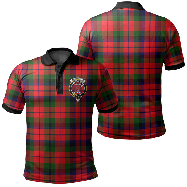 MacNaughton Modern Tartan Crest Polo Shirt Black Neck 2 Style