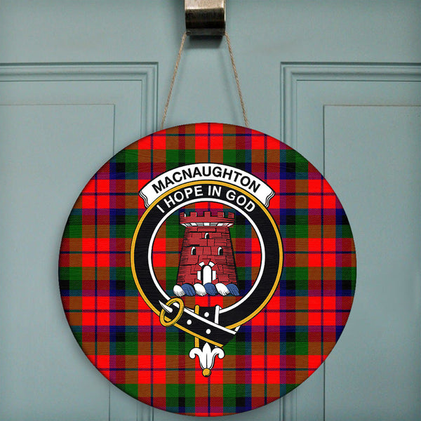 MacNaughton Modern Tartan Classic Crest Round Wooden Sign