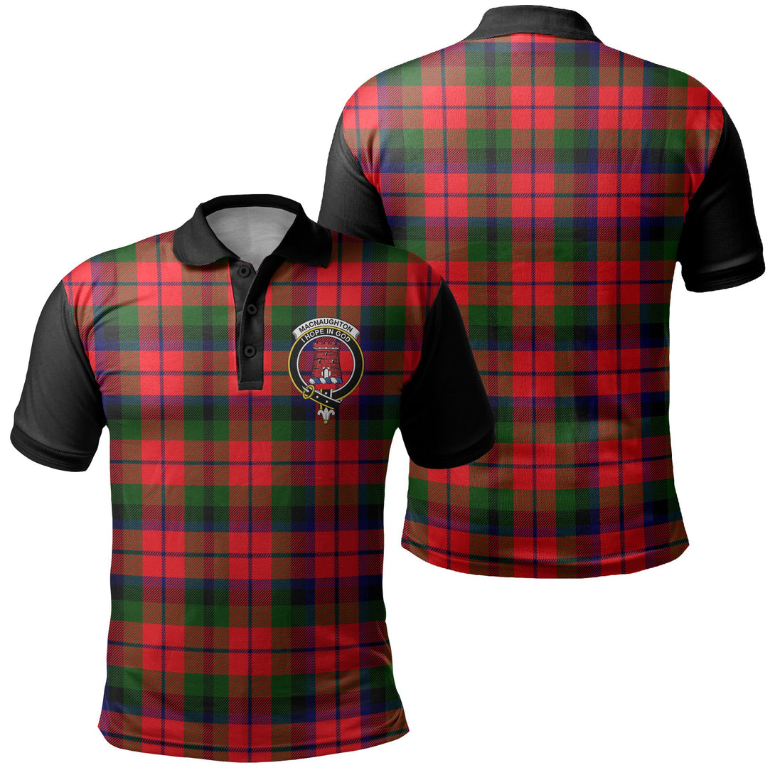 MacNaughton Modern Tartan Crest Polo Shirt Black Neck 1 Style