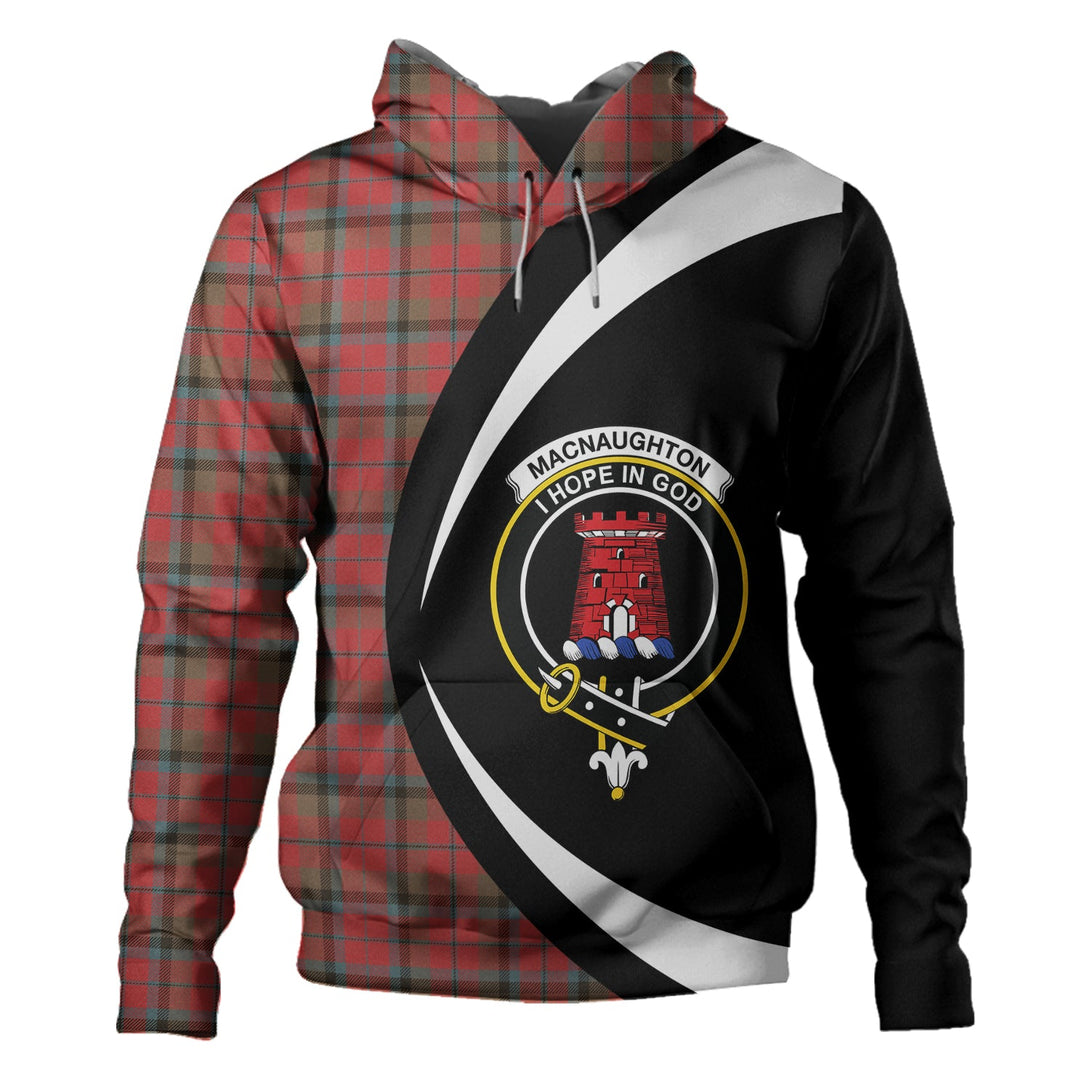 MacNaughton Weathered Clan Badge Tartan Hoodie Circle Style