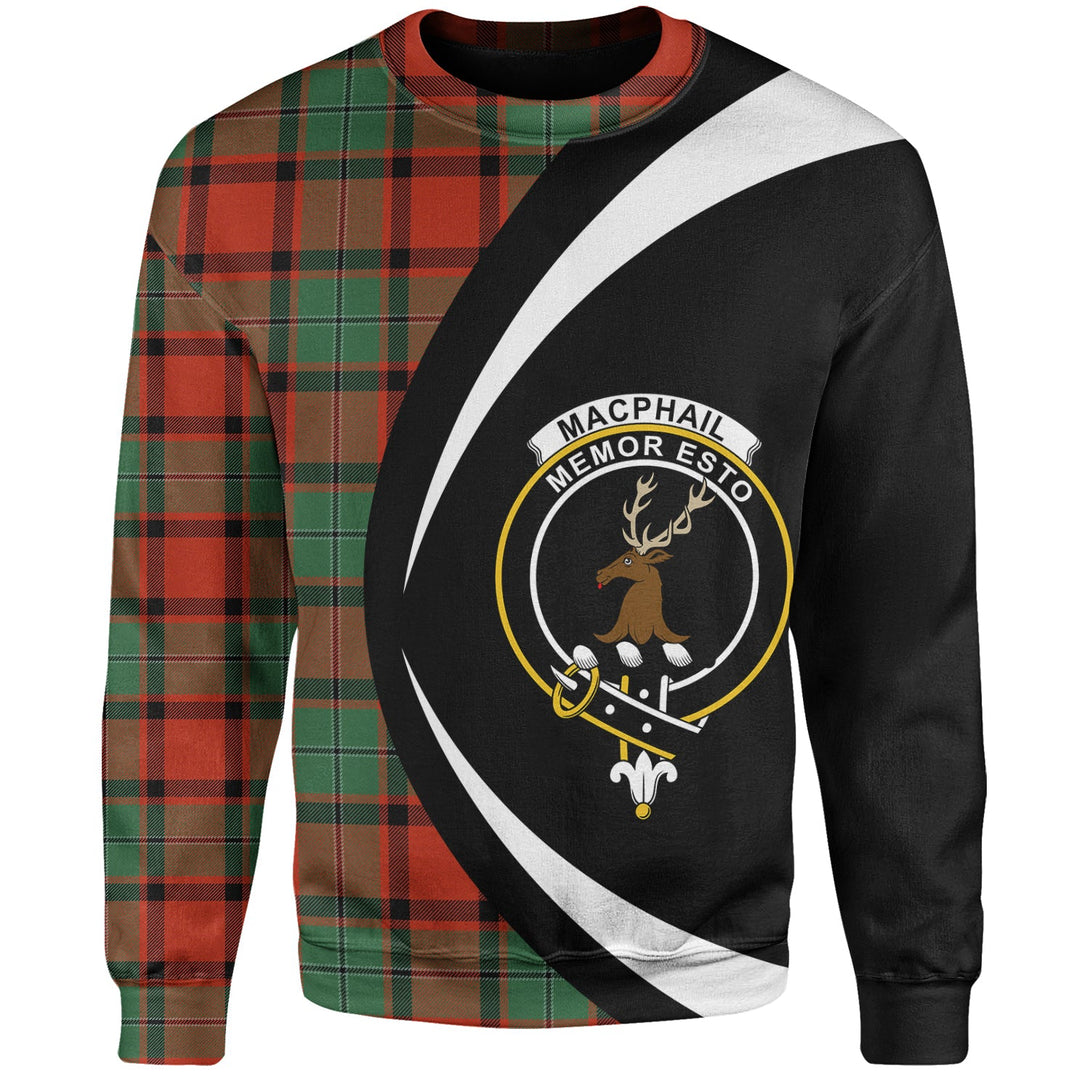 MacPhail Ancient Clan Badge Tartan Sweatshirt Circle Style Personalized