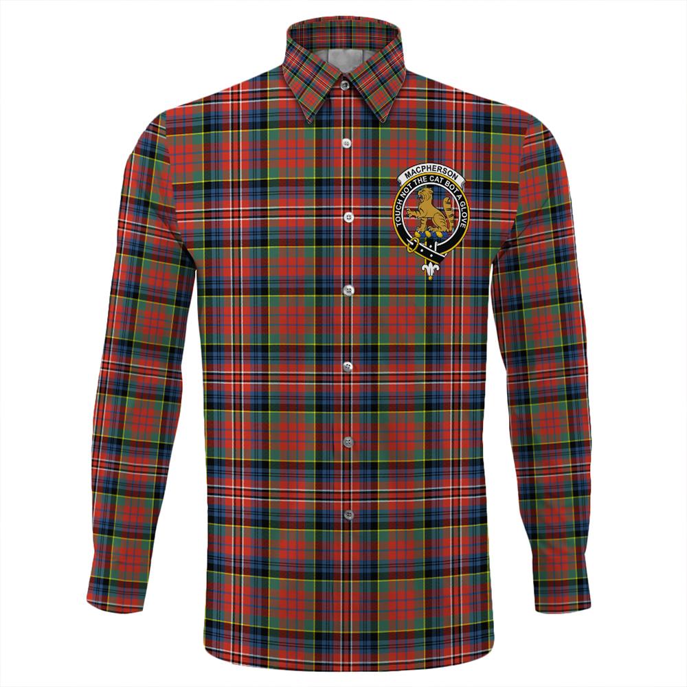 MacPherson Ancient Tartan Classic Crest Long Sleeve Button Shirt