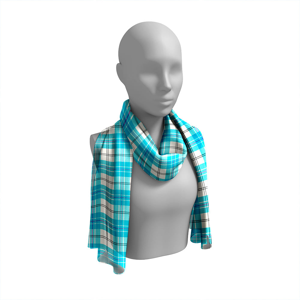 MacPherson Dress Turquoise Modern Tartan Classic Silk Habotai Long Scarf