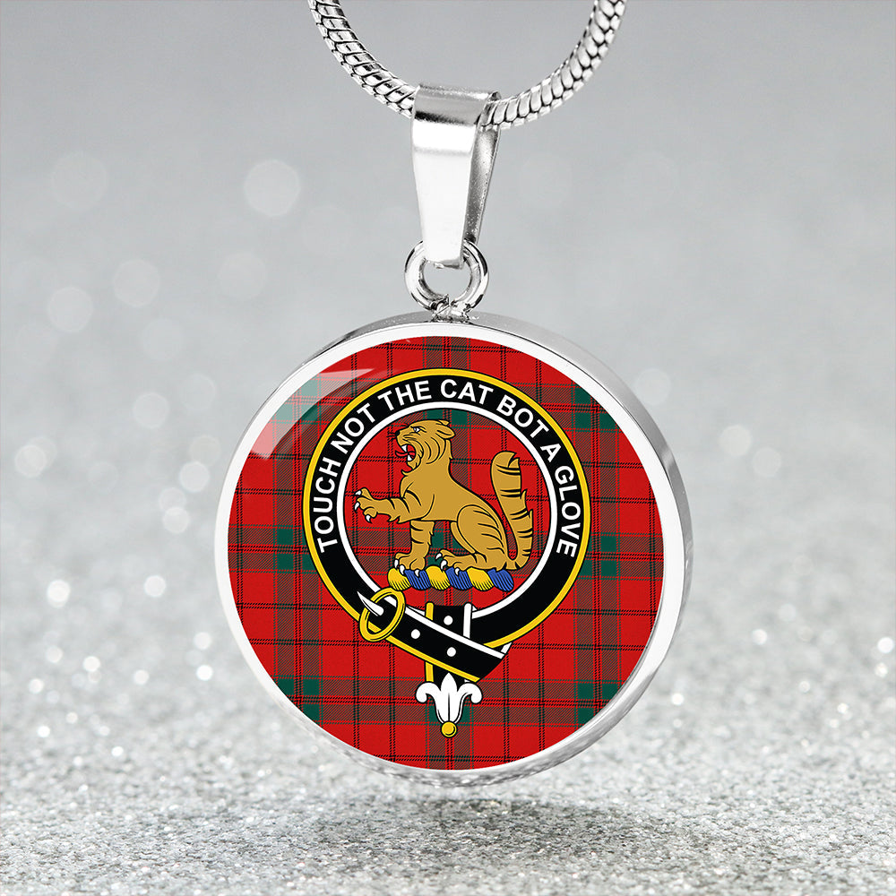 MacPherson Grant Modern Clan Badge Tartan Classic Circle Necklace