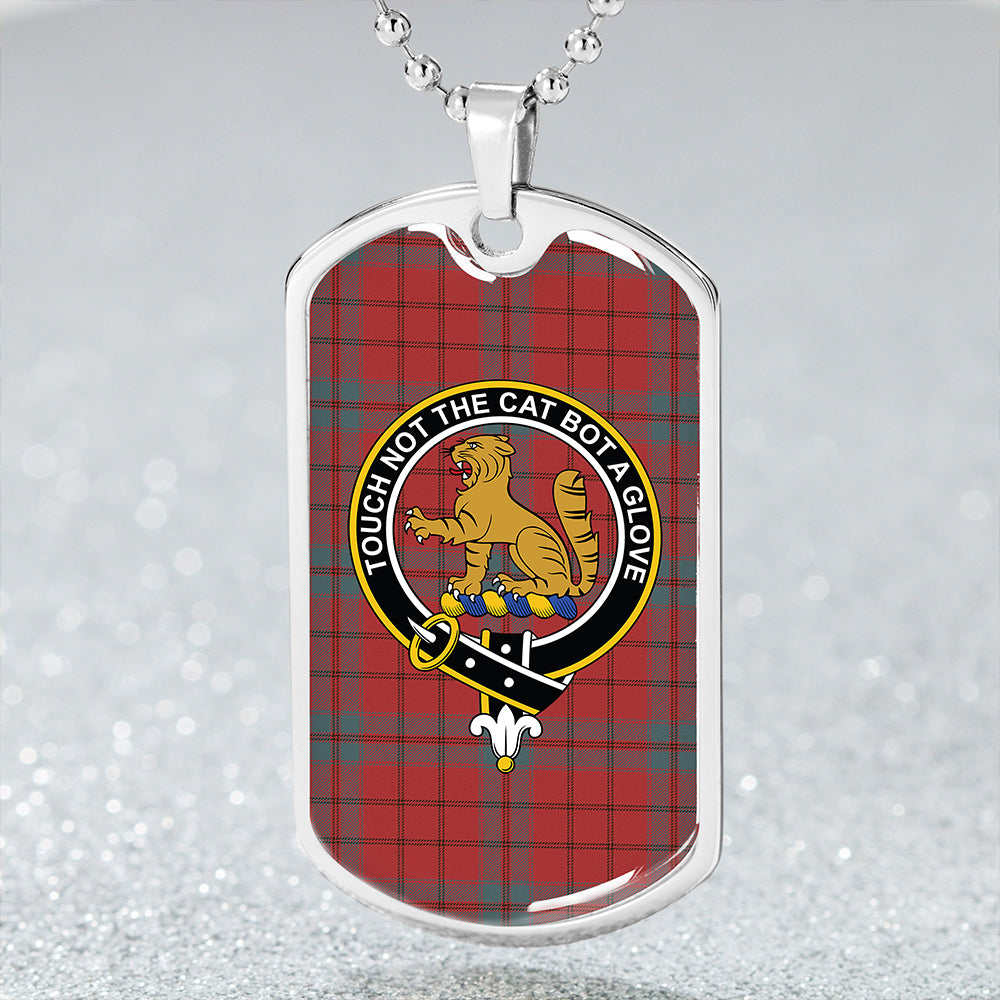 MacPherson Grant Weathered Clan Badge Classic Tartan Dog Tag Necklace