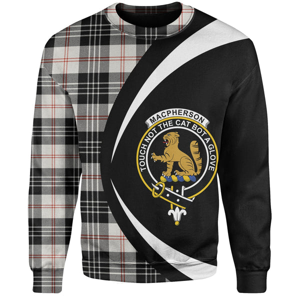 MacPherson of Cluny Black & White Clan Badge Tartan Sweatshirt Circle Style Personalized