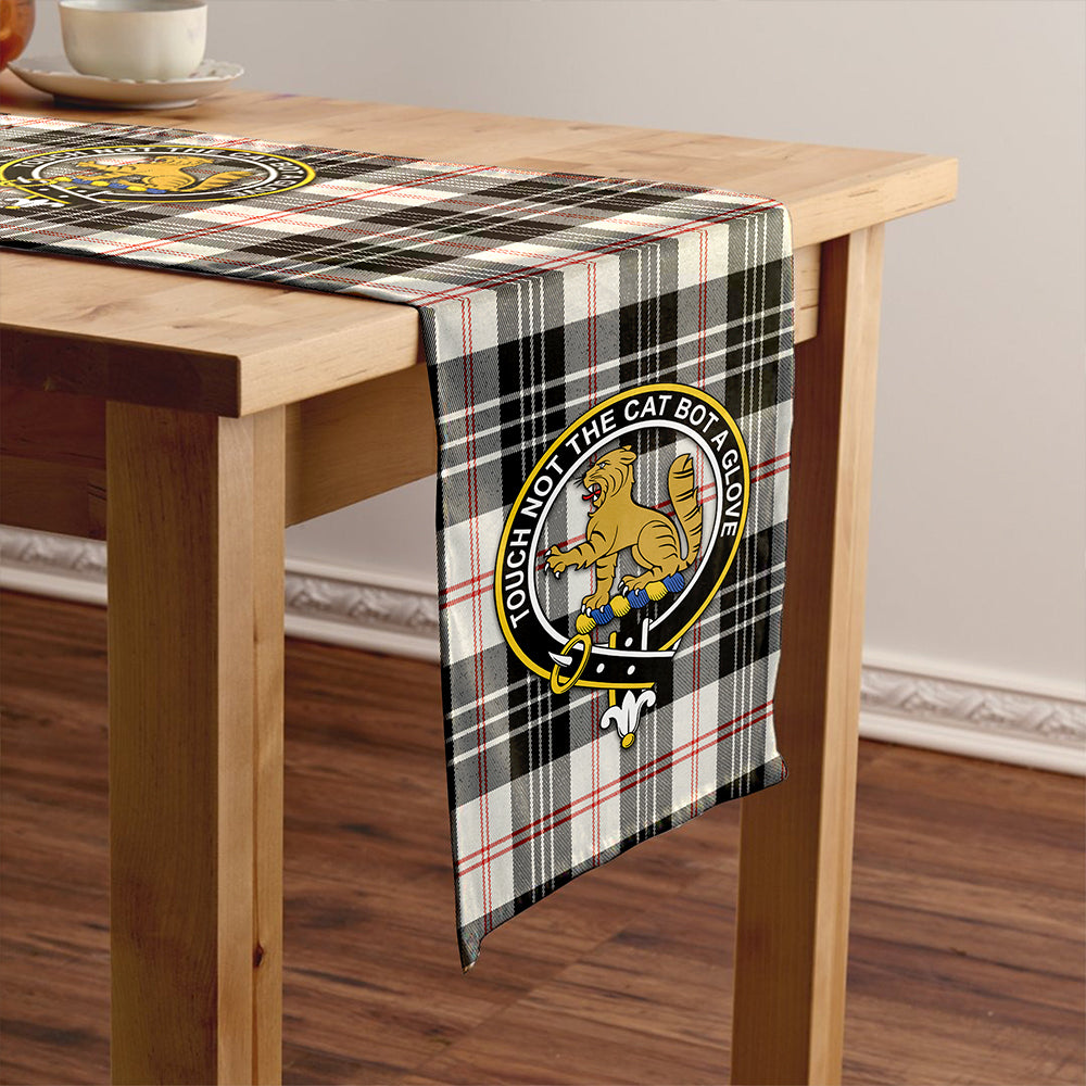 MacPherson of Cluny Black & White Weathered Clan Badge Tartan Table Runner