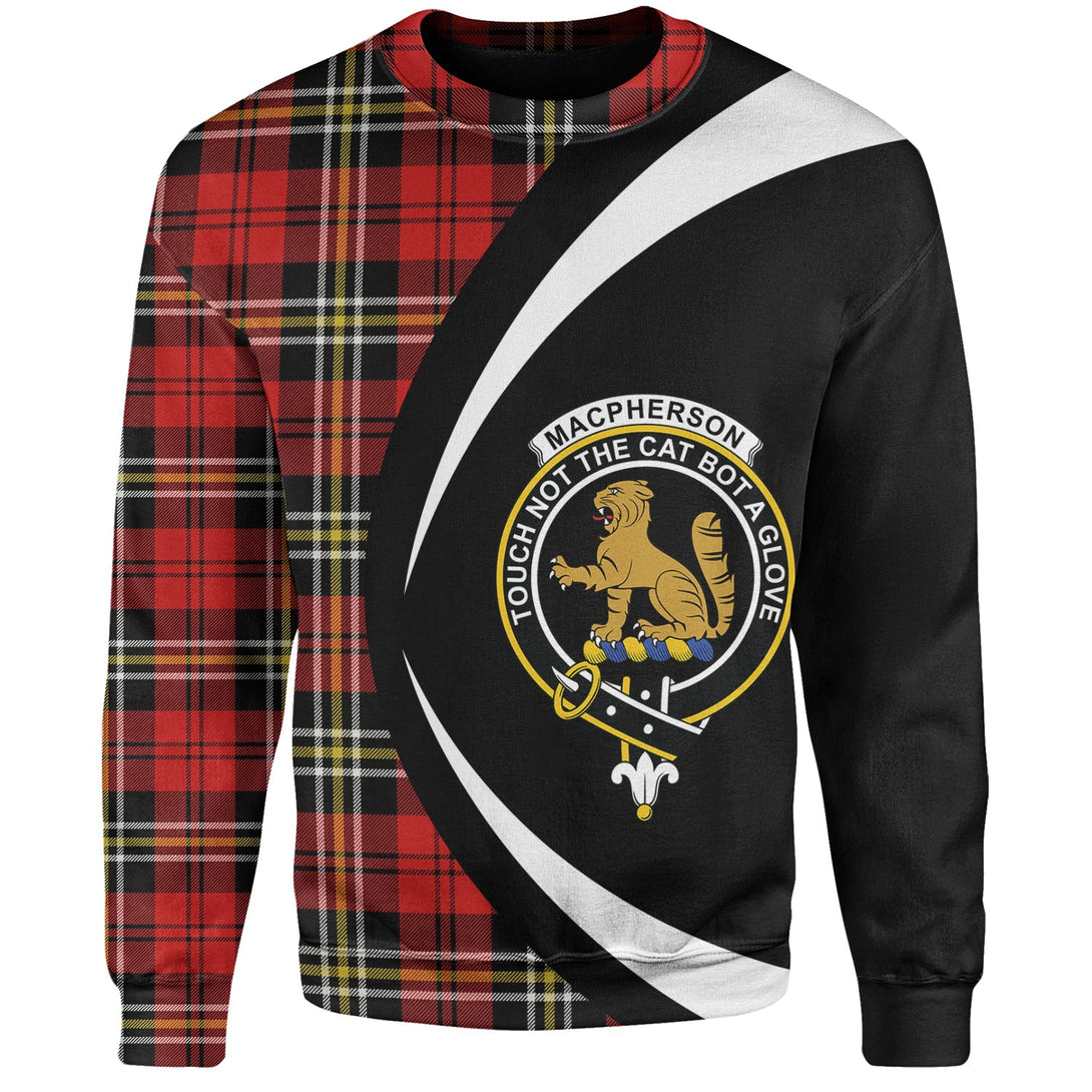 MacPherson of Cluny Red Modern Clan Badge Tartan Sweatshirt Circle Style Personalized