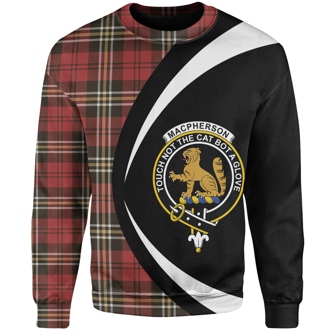 MacPherson of Cluny Red Weathered Clan Badge Tartan Sweatshirt Circle Style Personalized