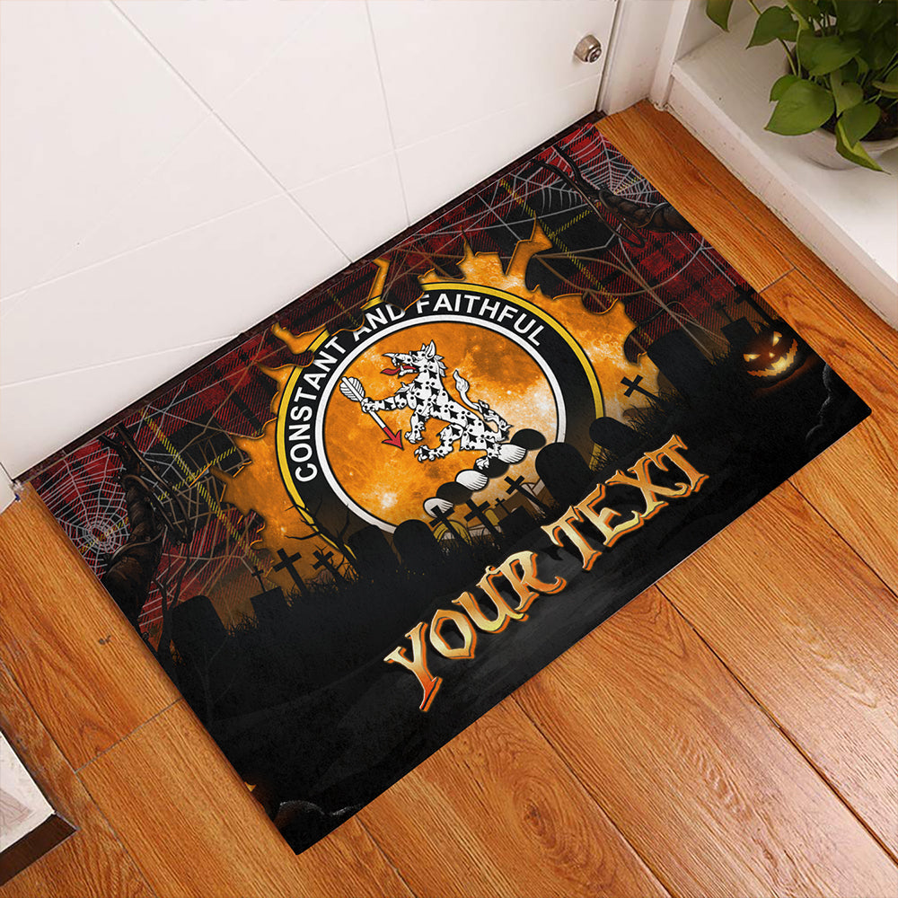 MacQueen Modern Clan Badge Tartan Personalize Doormat Happy Halloween Style