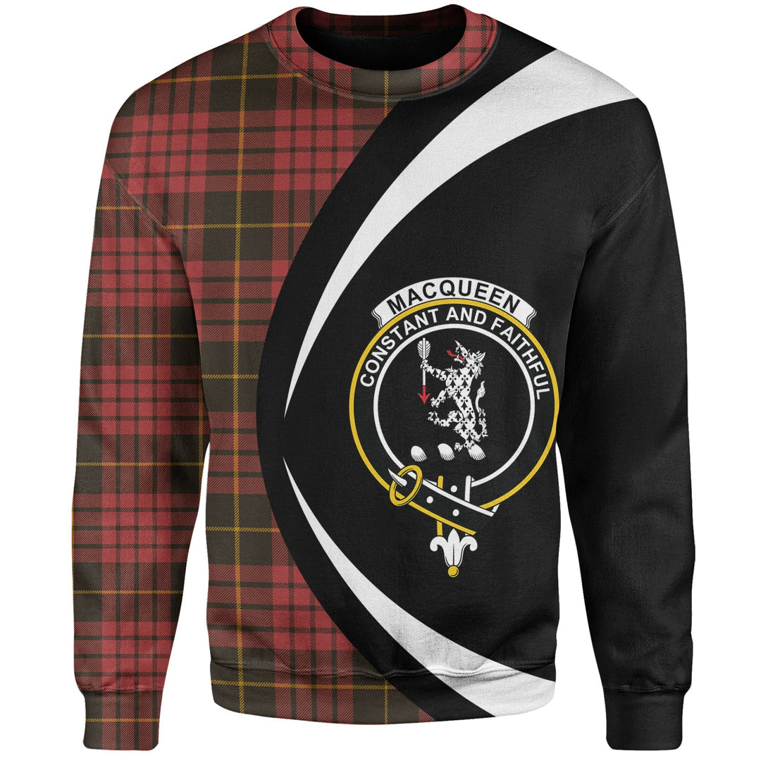 MacQueen Weathered Clan Badge Tartan Sweatshirt Circle Style Personalized