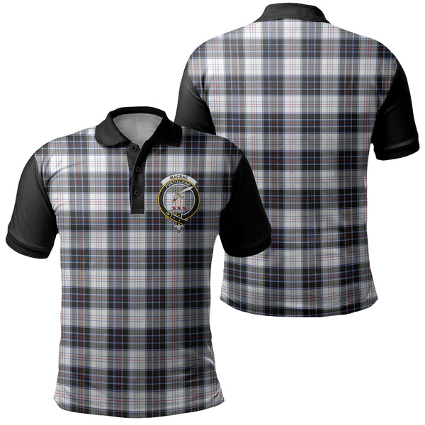 MacRae Dress Modern Tartan Crest Polo Shirt Black Neck 1 Style