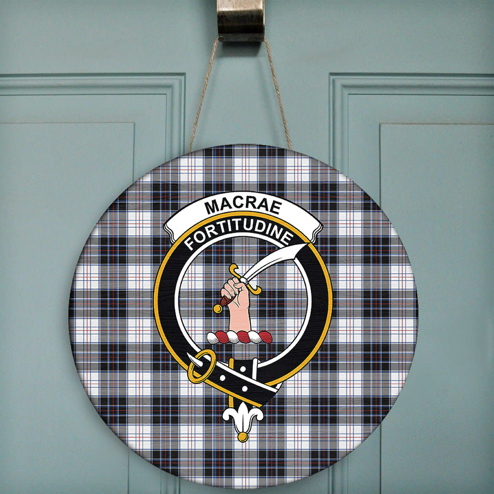 MacRae Dress Modern Tartan Classic Crest Round Wooden Sign