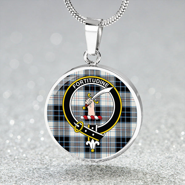 MacRae Dress Modern Clan Badge Tartan Classic Circle Necklace