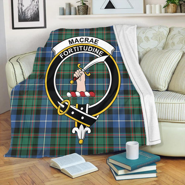 MacRae Hunting Ancient Tartan Crest Premium Blanket