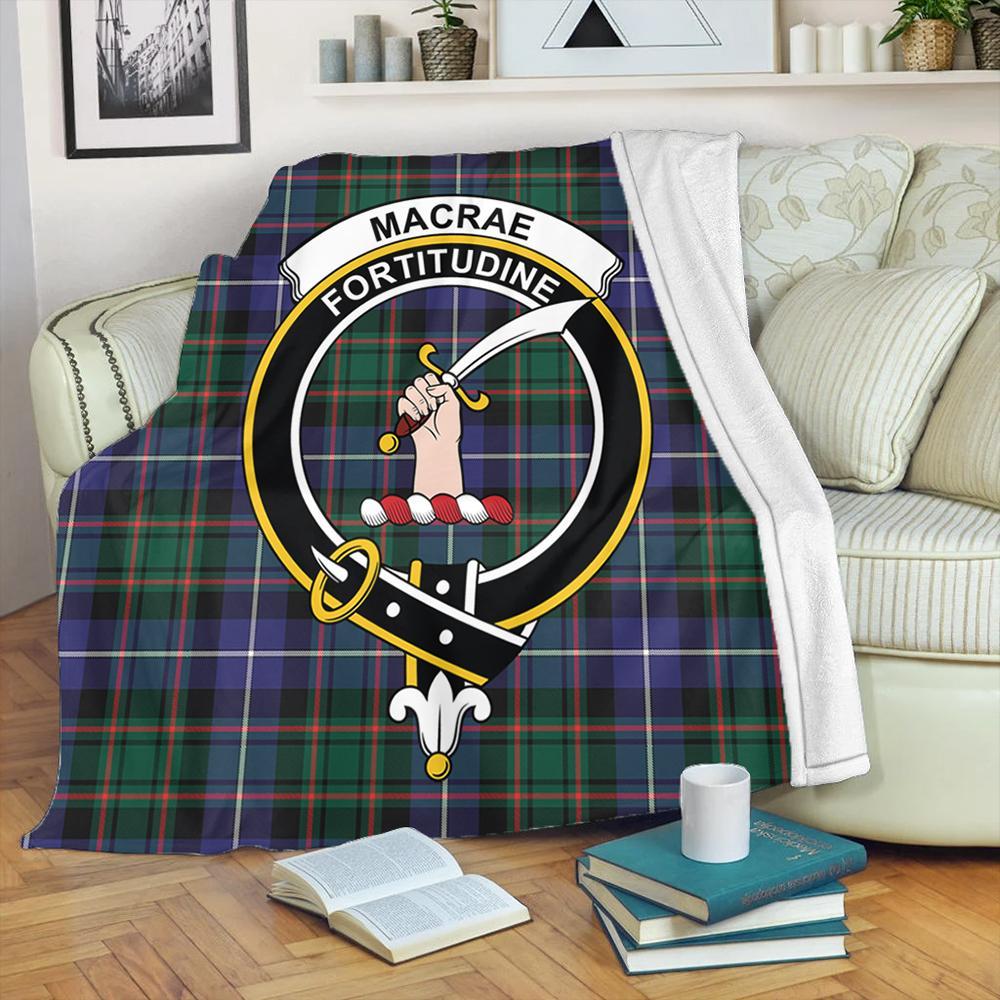 MacRae Hunting Modern Tartan Crest Premium Blanket