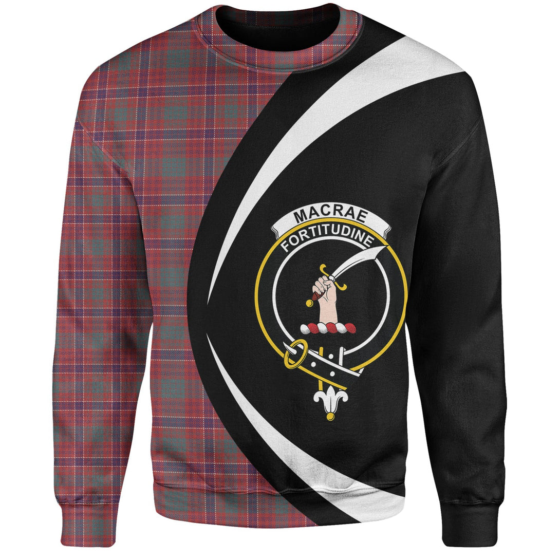 MacRae Weathered Clan Badge Tartan Sweatshirt Circle Style Personalized