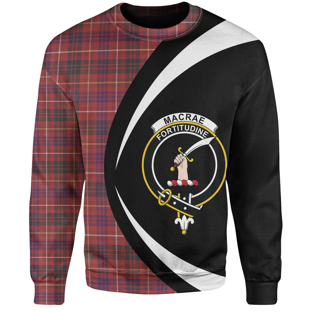 MacRae of Inverinate Weathered Clan Badge Tartan Sweatshirt Circle Style Personalized