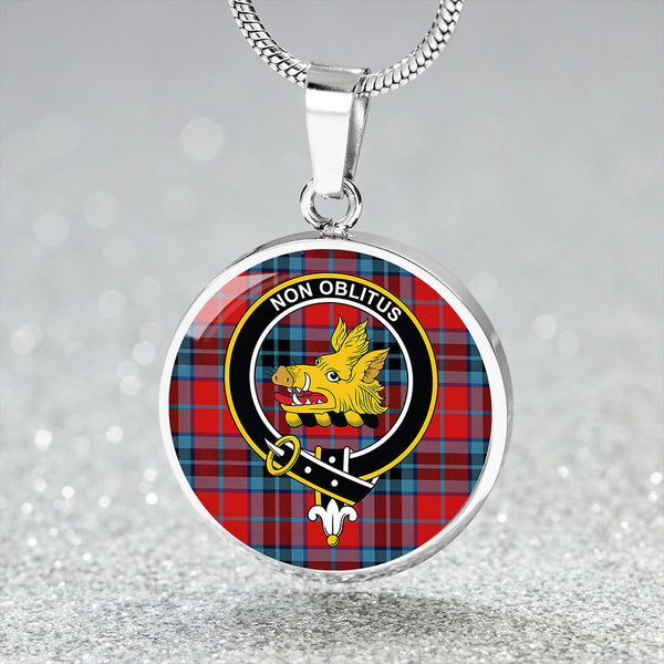 MacTavish Modern Clan Badge Tartan Classic Circle Necklace