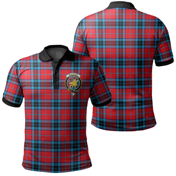 MacTavish Modern Tartan Crest Polo Shirt Black Neck 2 Style