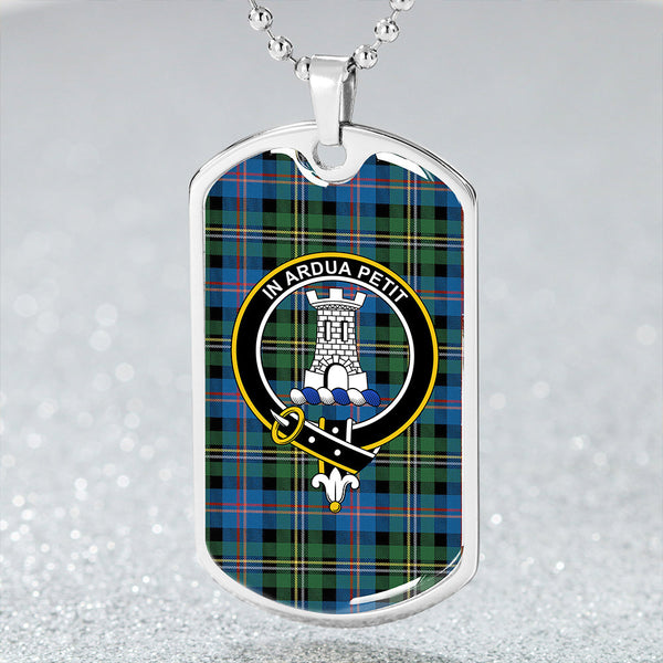 Malcolm 1840 Ancient Clan Badge Classic Tartan Dog Tag Necklace