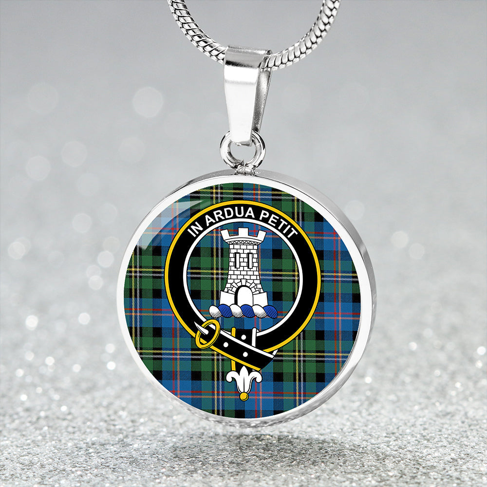 Malcolm 1840 Ancient Clan Badge Tartan Classic Circle Necklace